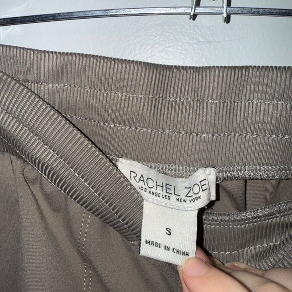 Rachel Zoe Womens Jogger Pants S Tan Ribbed Cuffs Drawstring Waist - Picture 5 of 6